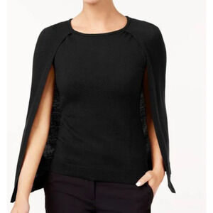 Kobi Halperin Lilianna Black Cape Sweater Size Medium Chic Business Basic Clean
